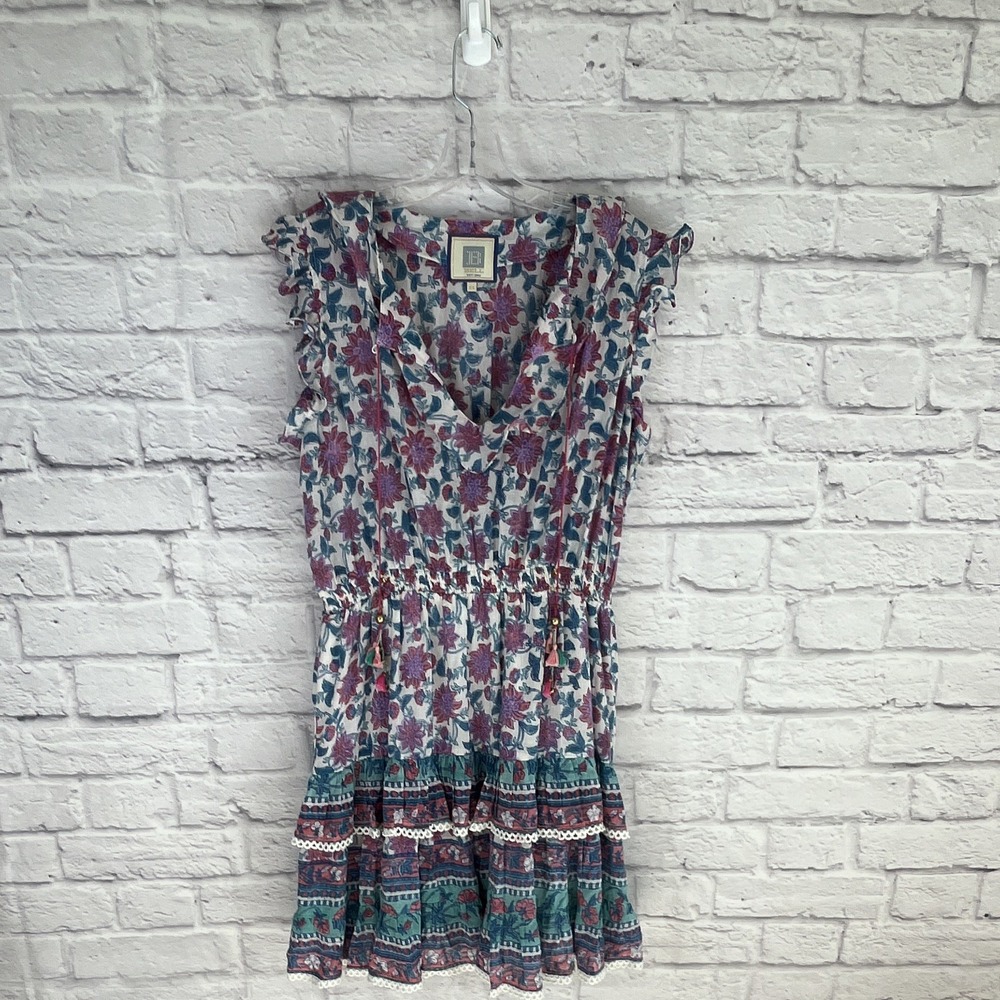 Belle By Alicia Bell Boho Cottagecore Sleeveless Silk Blend Floral MiniDress XL